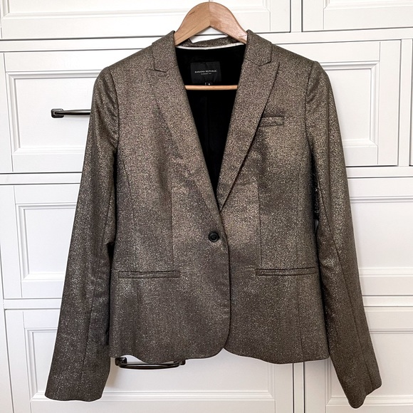 Banana Republic Gold Metallic Shimmer Blazer (size 6) - Picture 1 of 9